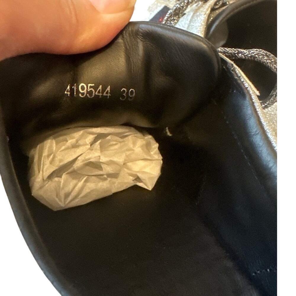 Gucci Bambi Silver Glitter Web Sneaker 39 Spiked - Picture 16 of 16